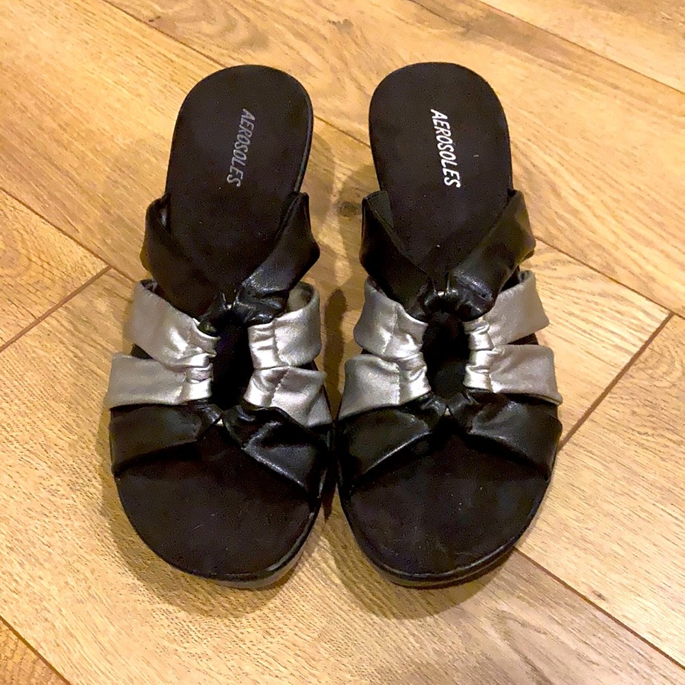 Silver and Black Sandel Heels